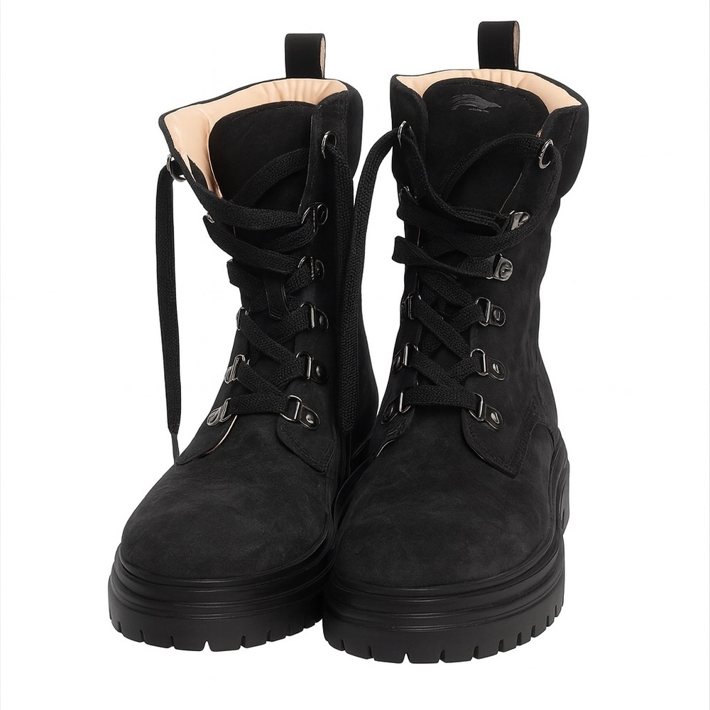J. Jill Navy Blue Suede Black Lace Up Boots